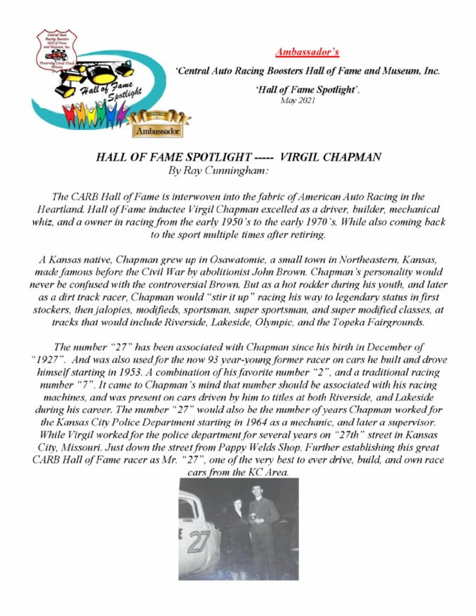 Hall of Fame Spotlight - Virgil Chapman